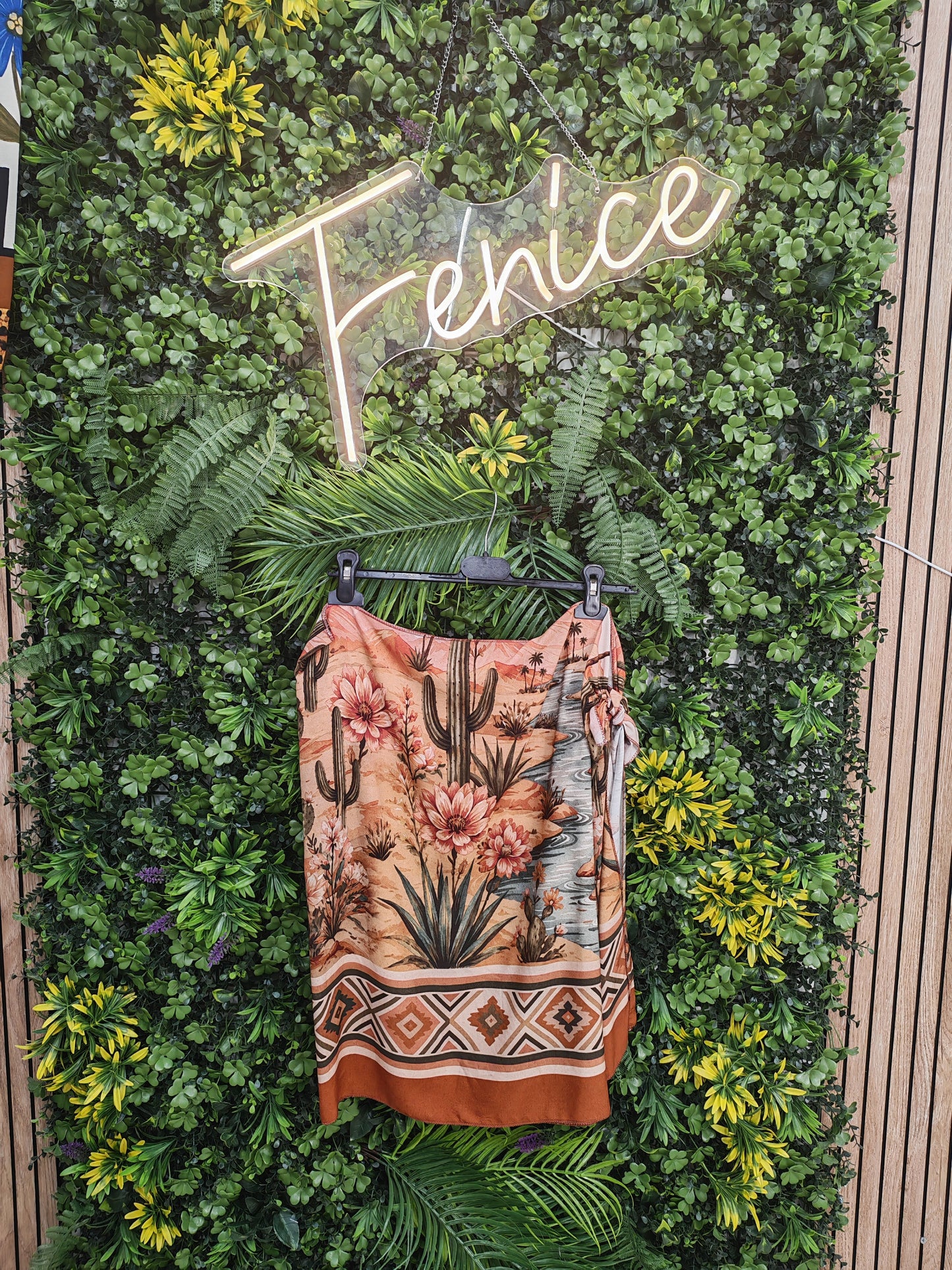 Gonna pareo "Deserto e Cactus" bordo Aztec