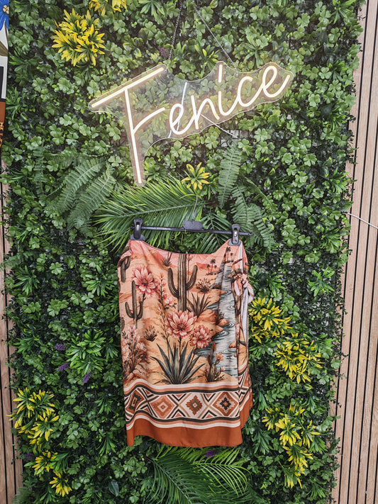 Gonna pareo "Deserto e Cactus" bordo Aztec