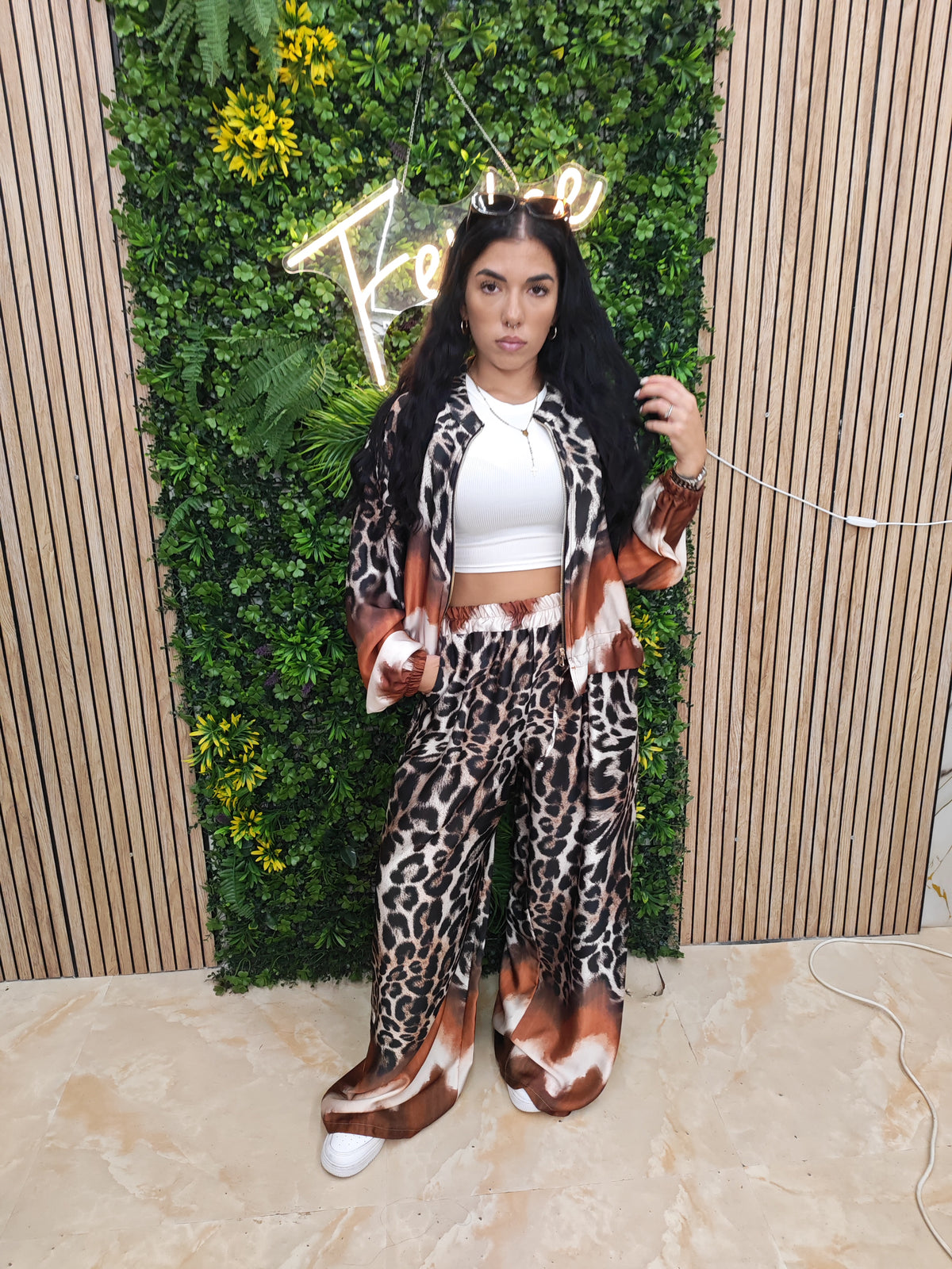 Coordinato Safari – Set Due Pezzi Animalier Giacca e Pantalone