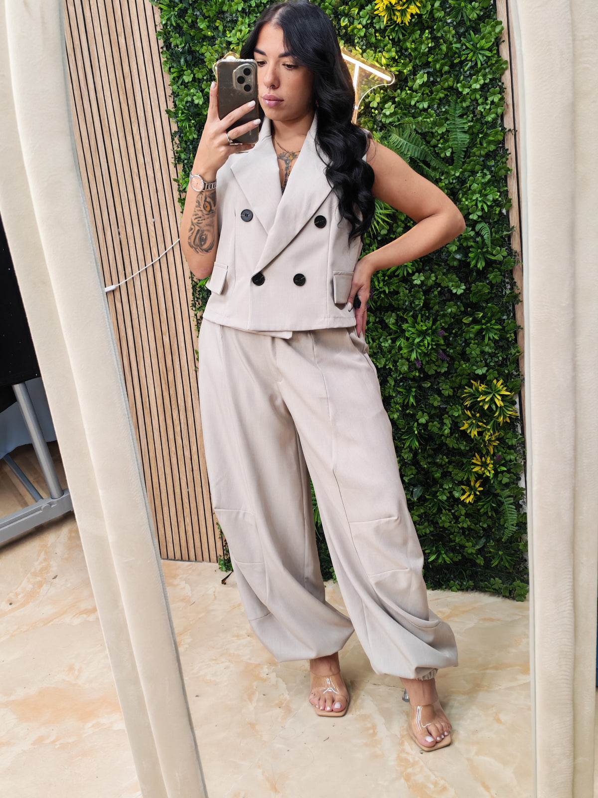 Coordinato Jacket – Gilet Doppiopetto e Pantalone a Palloncino