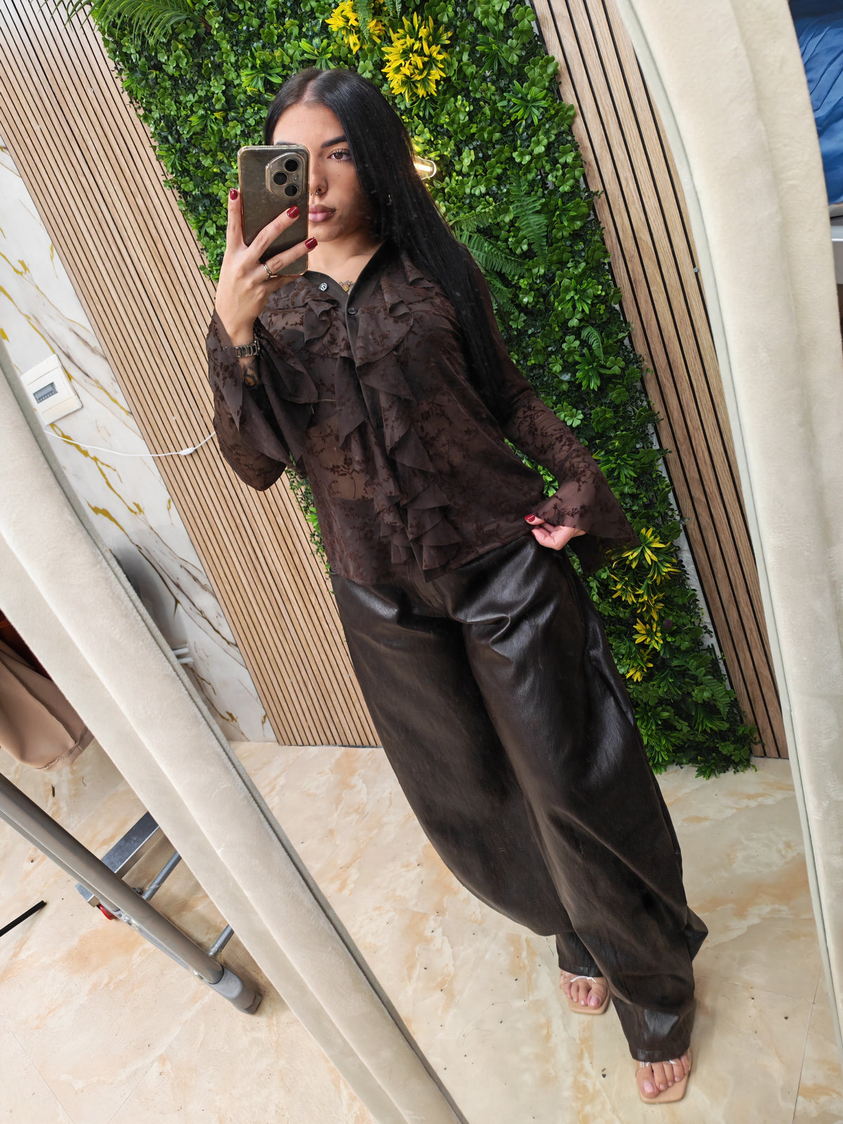 Pantalone Barrel in Ecopelle